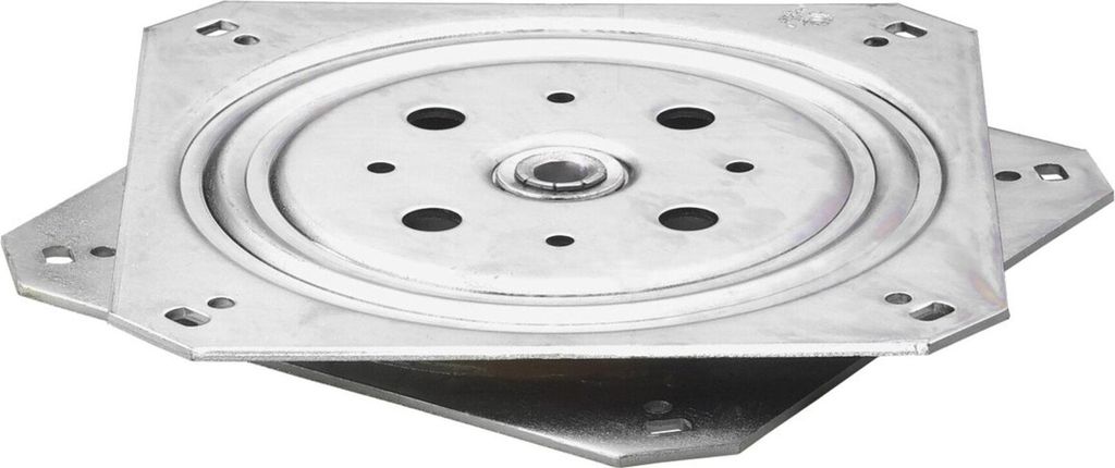 A metal swivel plate with mounting holes.