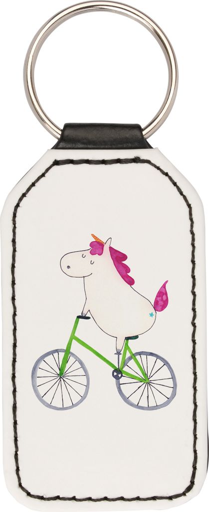 Mr. & Mrs. Panda Schlüsselanhänger Einhorn Radfahrer - Weiß - Geschenk, Einhörner, Taschenanhänger, Konfetti, Liebeskummer, Mit Spruch, schlü...