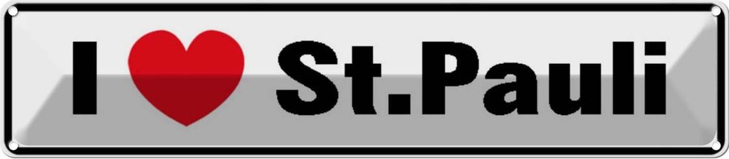 vianmo Blechschild 10x46 cm i love St. Paulli Herz Dekoration