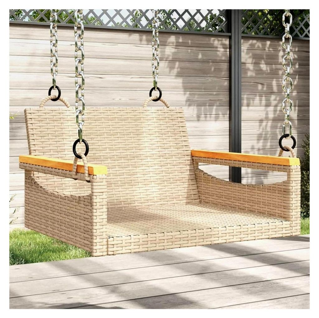 Hängesessel Beige 63x62x40 cm Poly Rattan für Innen- und Außenbereich