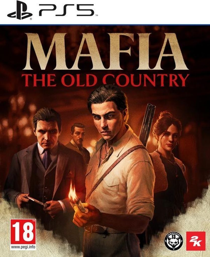 The cover art for the video game Mafia: The Old Country, featuring several characters in a dramatic scene.