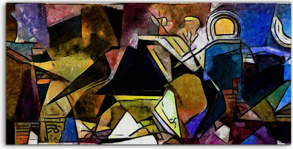 Coloray Glasbild 140x70 Wandbild Glasbilder Foto geometrischer Malstil von Picasso