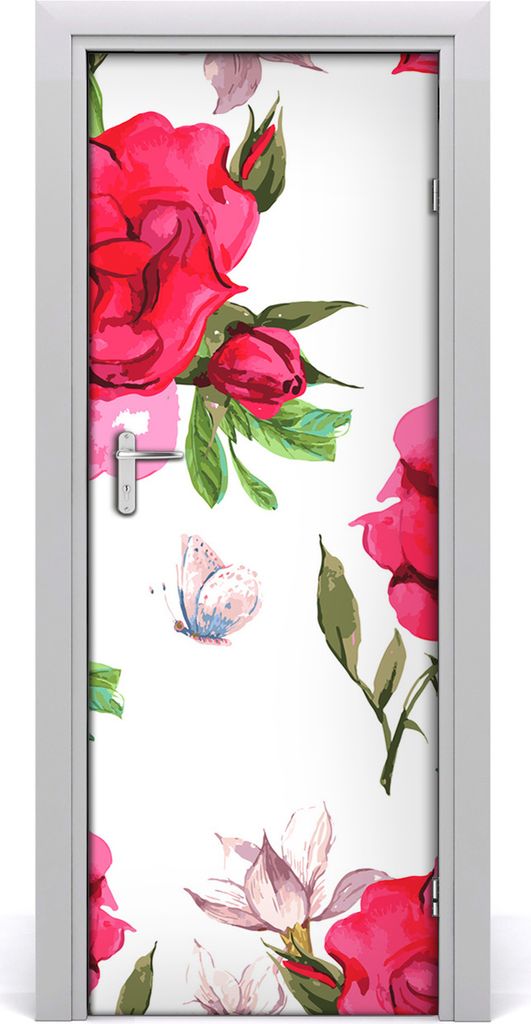 Tulup Türaufkleber 75x205 cm Dekorative Aufkleber Selbstklebend Wasserdichte Tapete Abnehmbar Schlafzimmer Wohnzimmer Wohnkultur - rote Rosen