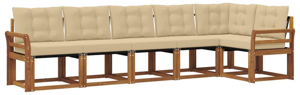 vidaXL Outdoor-Sofagarnitur mit Kissen 6 pcs Natur und Beige