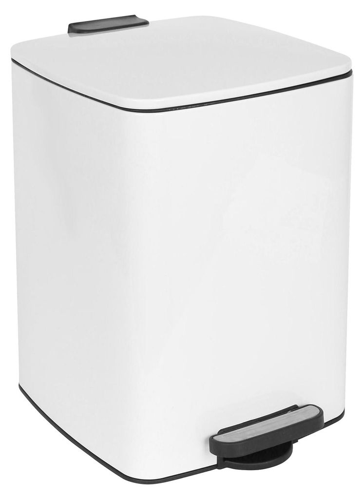 Harbour Housewares quadratischer Edelstahl-Küchenabfalleimer mit Pedal – 20 l – Weiß