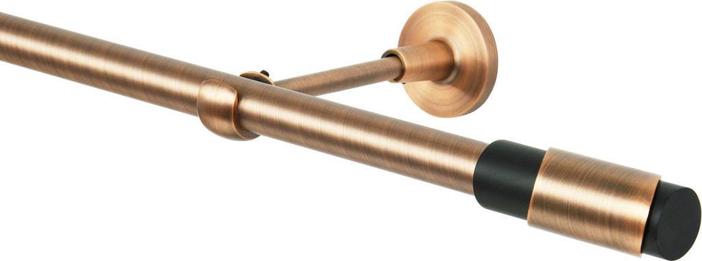 Gardinenstange 1 läufig 140 cm Vorhangstange 19mm Kupfer Antik Vintage-Look Retro-Stil Paris Wand- Deckenbefestigung