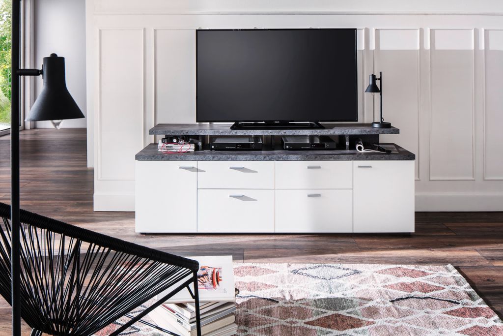 trendteam Media Mediatype Mood Weiß Melamin/Stone 180 x 66 Produktbild 