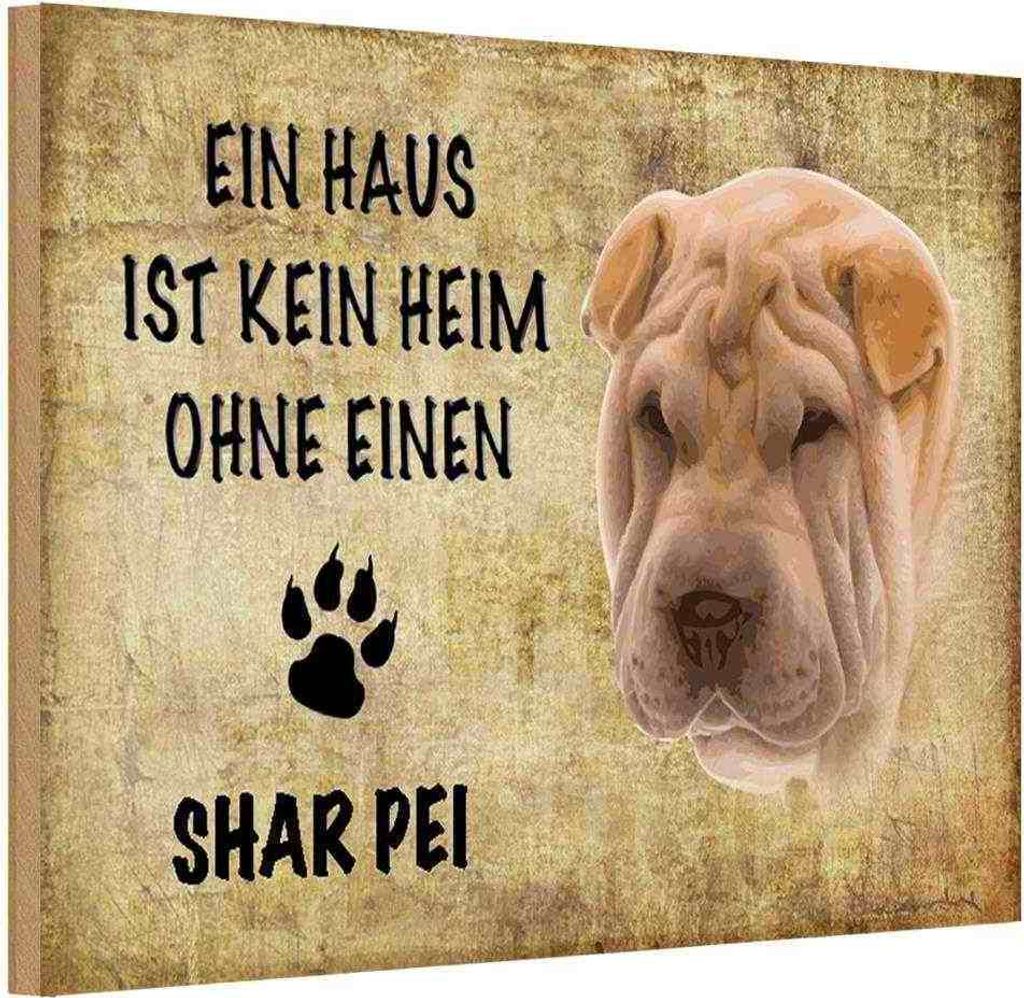 vianmo Holzschild 12x18 cm Shar Pei Hund Tier Haustier