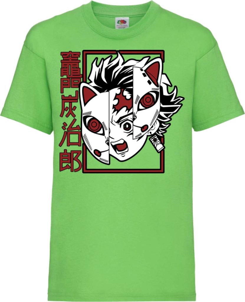 Kinder T-Shirt Demon Anime Slayer Tanjiro Tonos, 5-6 Jahr - 116 / Lime