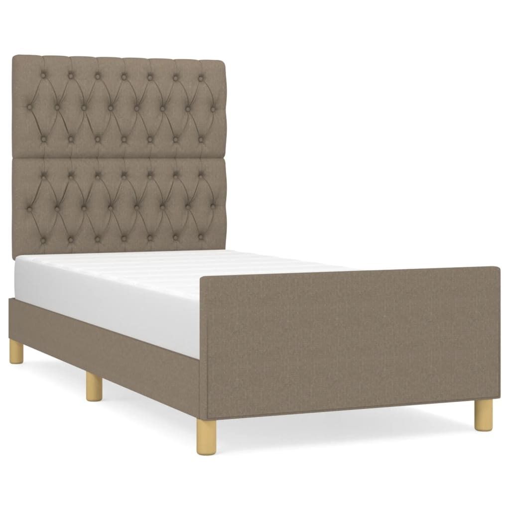 vidaXL Bettgestell ohne Matratze Taupe 90x190 cm Stoff