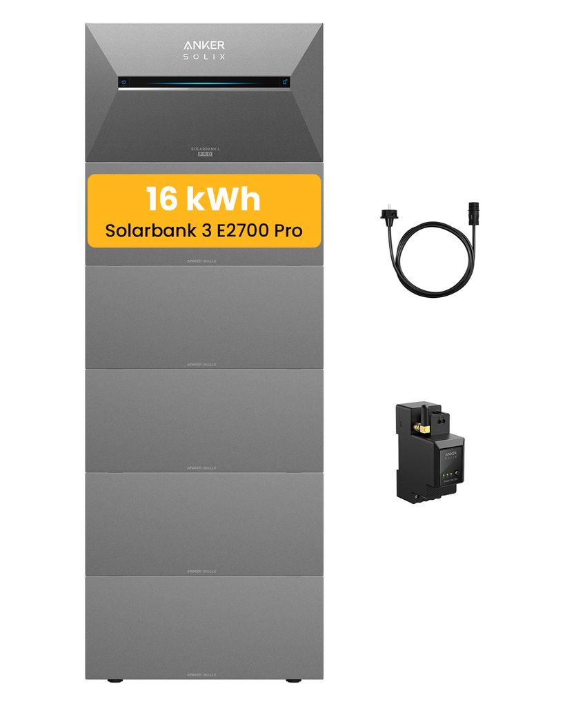 Powerness Balkonkraftwerk Speicher 16 kWh, Anker SOLIX Solarbank 3 E2700 Pro mit BP2700x5 Akku inkl. Anker Smarten Zähler für Balkonkraftwerk
