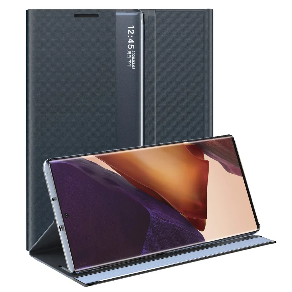 Cover Note 20 Ultra Blu Navy: Pelle Flip con Supporto e Smart Window