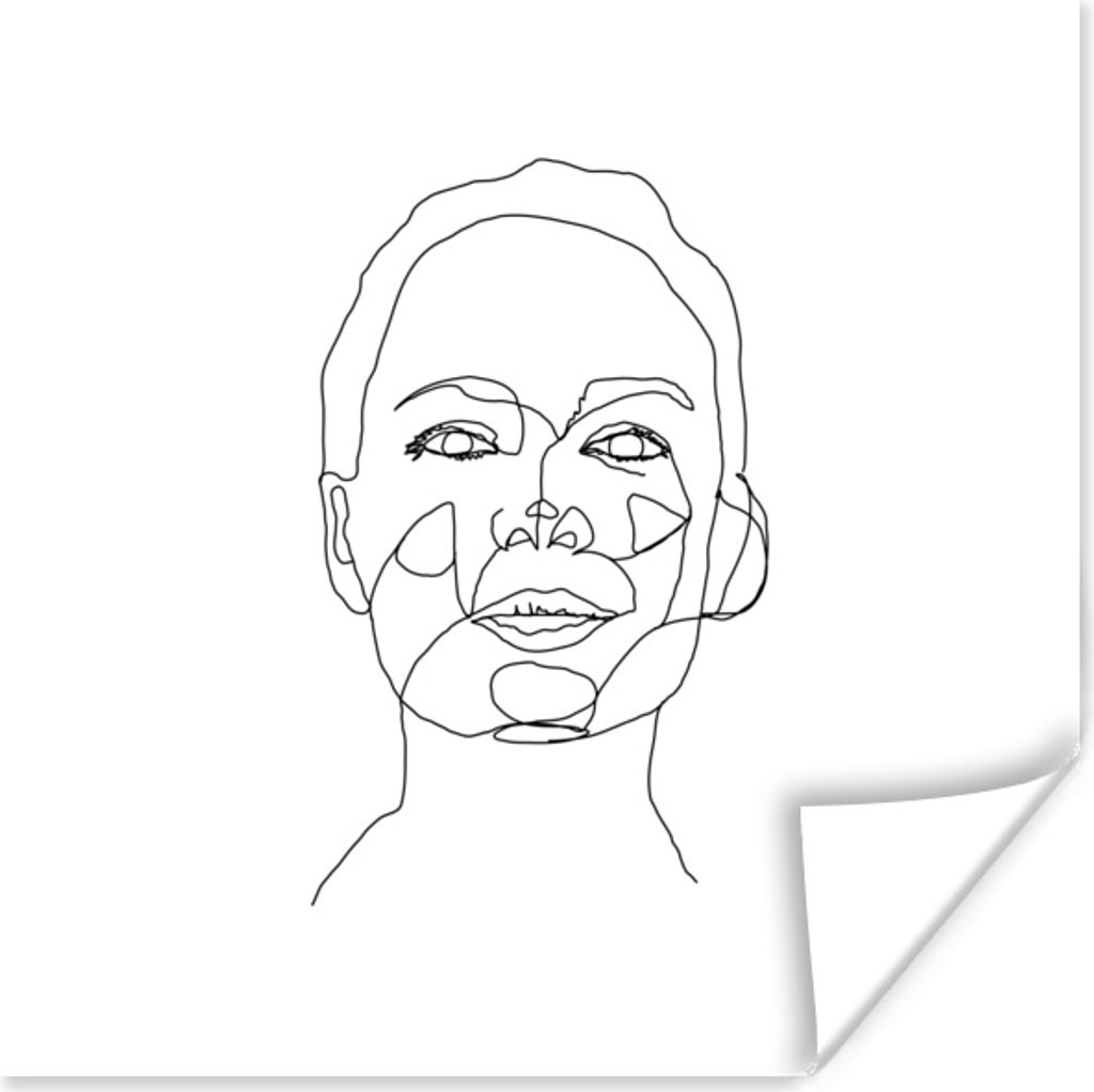 MuchoWow Poster Frau - Linienkunst - Abstrakt 50x50 cm - Wohnzimmerdekoration