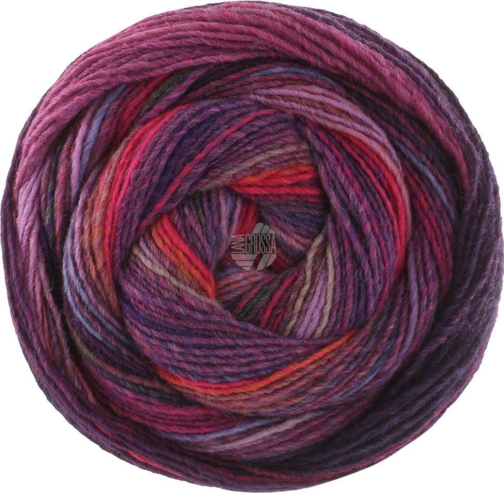 A ball of yarn with a multicolored gradient.