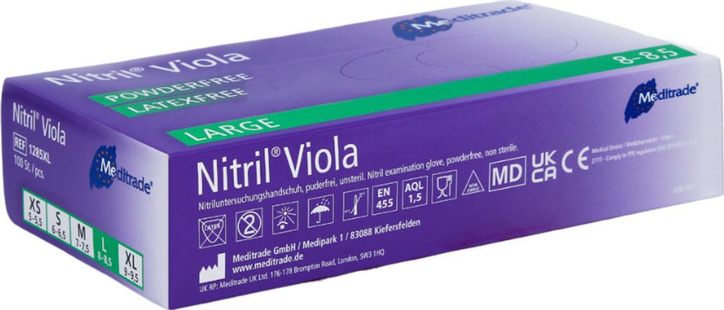 Meditrade - Einmalhandschuhe Nitril Violia - violett-blau - Größe L - 10x100 Stück