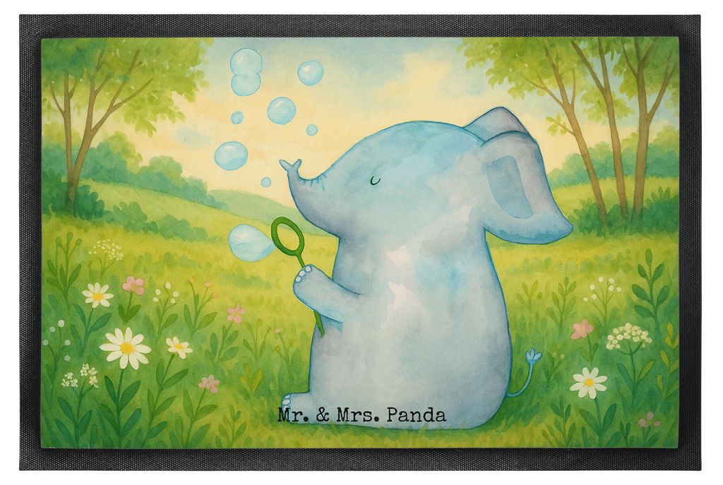 Mr. & Mrs. Panda Schmutzfangmatte Elefant Seifenblasen Design 50 x 75 cm - Weiß - Geschenk, Lustige Sprüche, Fussmatte, Liebesspruch, Fußabstrei...