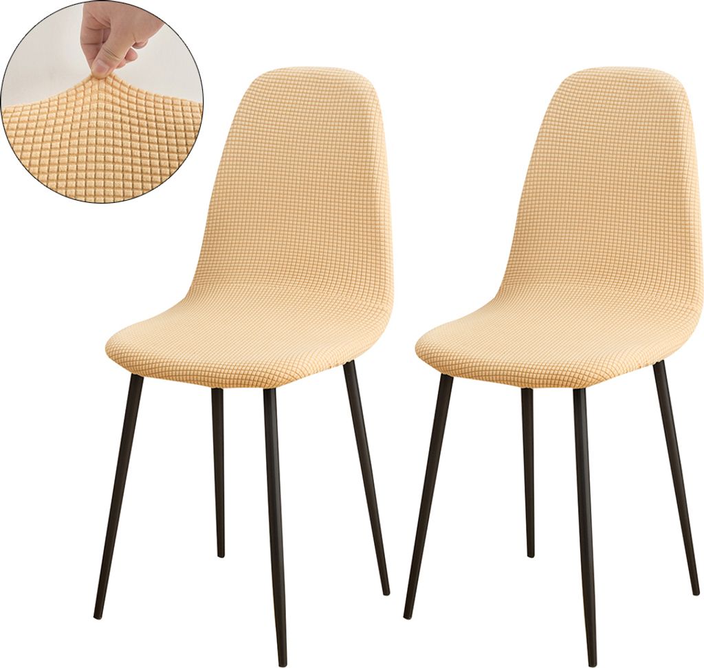 Stuhlhussen 2er Pack, Universal Stretch Waffelstoff Polsterstuhl Hussen Esszimmer Stuhlbezug für Hochzeit Bankette Hotel, Hellgelb