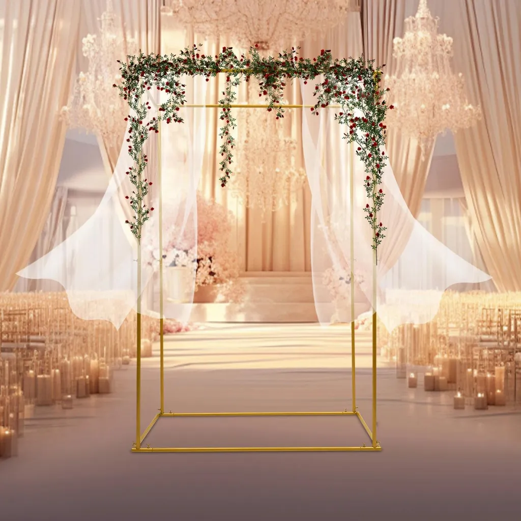 Décoration de mariage support de fleurs doré pour centre de table élégant - 2