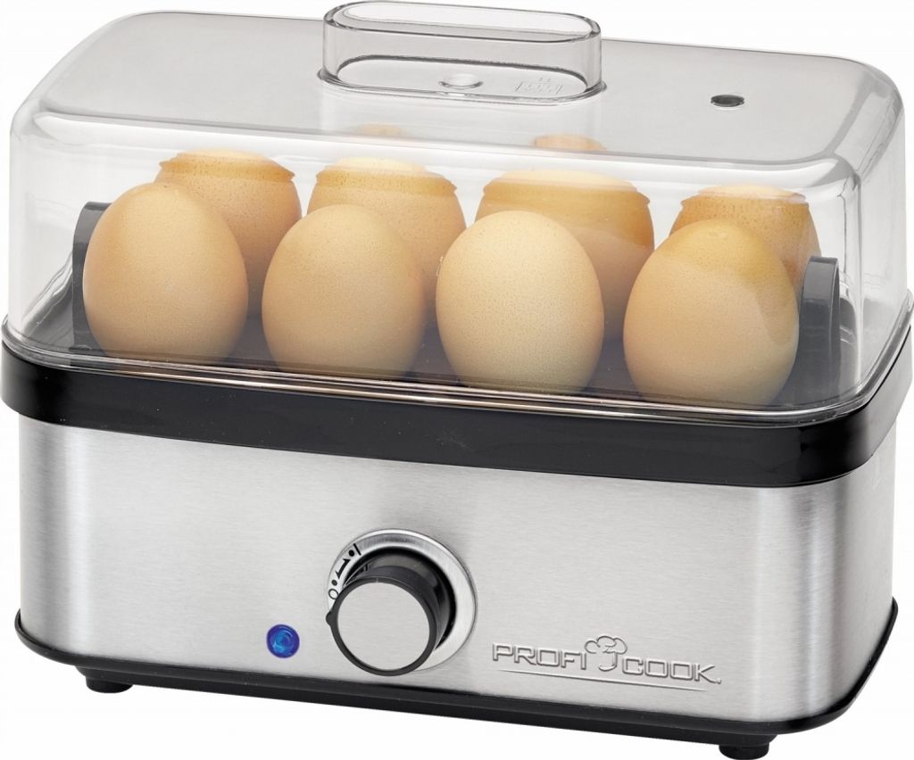 ProfiCook Eierkocher für bis zu 8 Eier | Omelett-/Pochier-Funktion | Messbecher mit Ei-Picker | mit Kontrollleuchte & Summer | PC-EK 1275