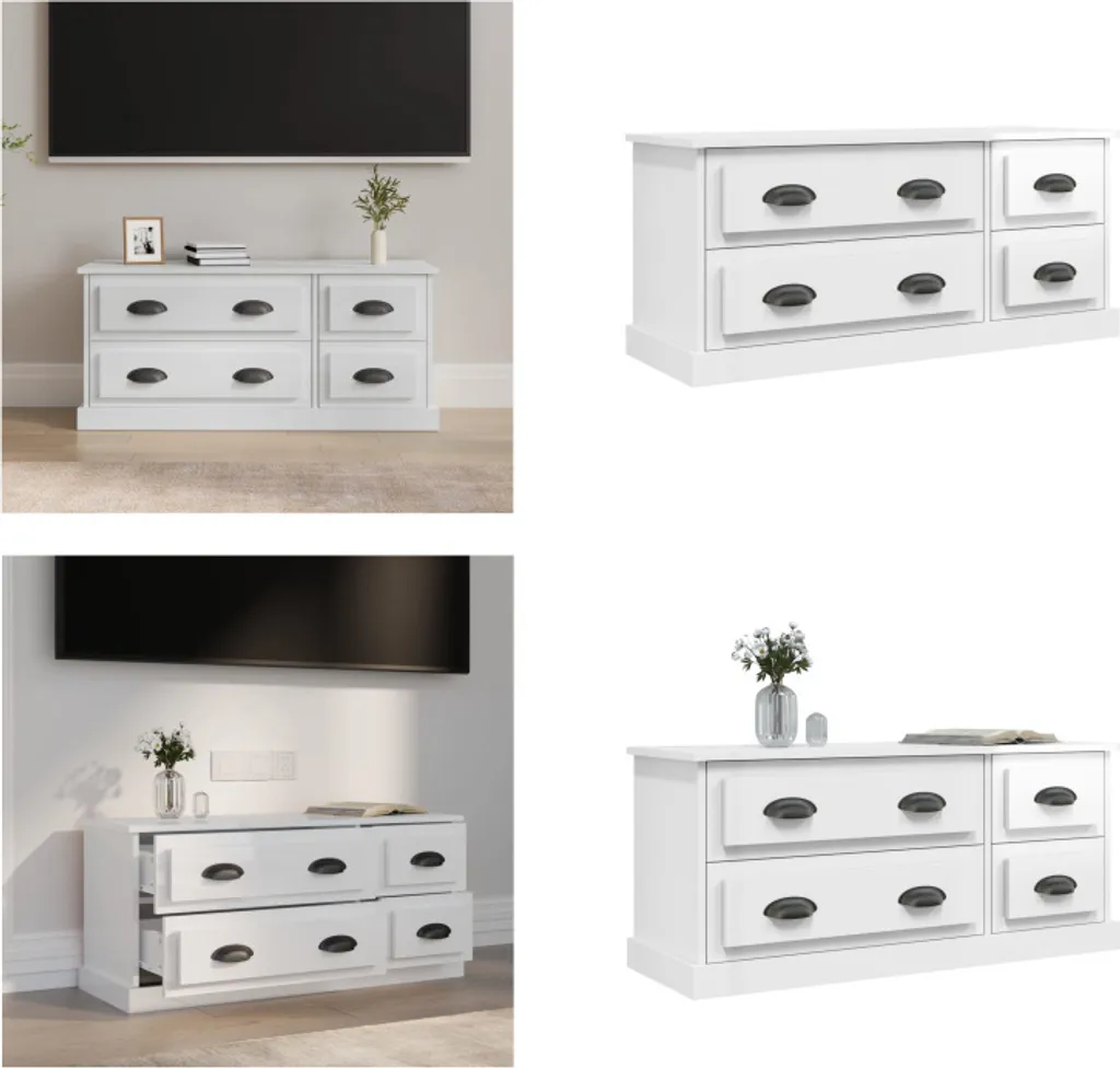 Mobili TV Moderni: Porta TV Bianco Lucido vidaXL 100cm Design Elegante