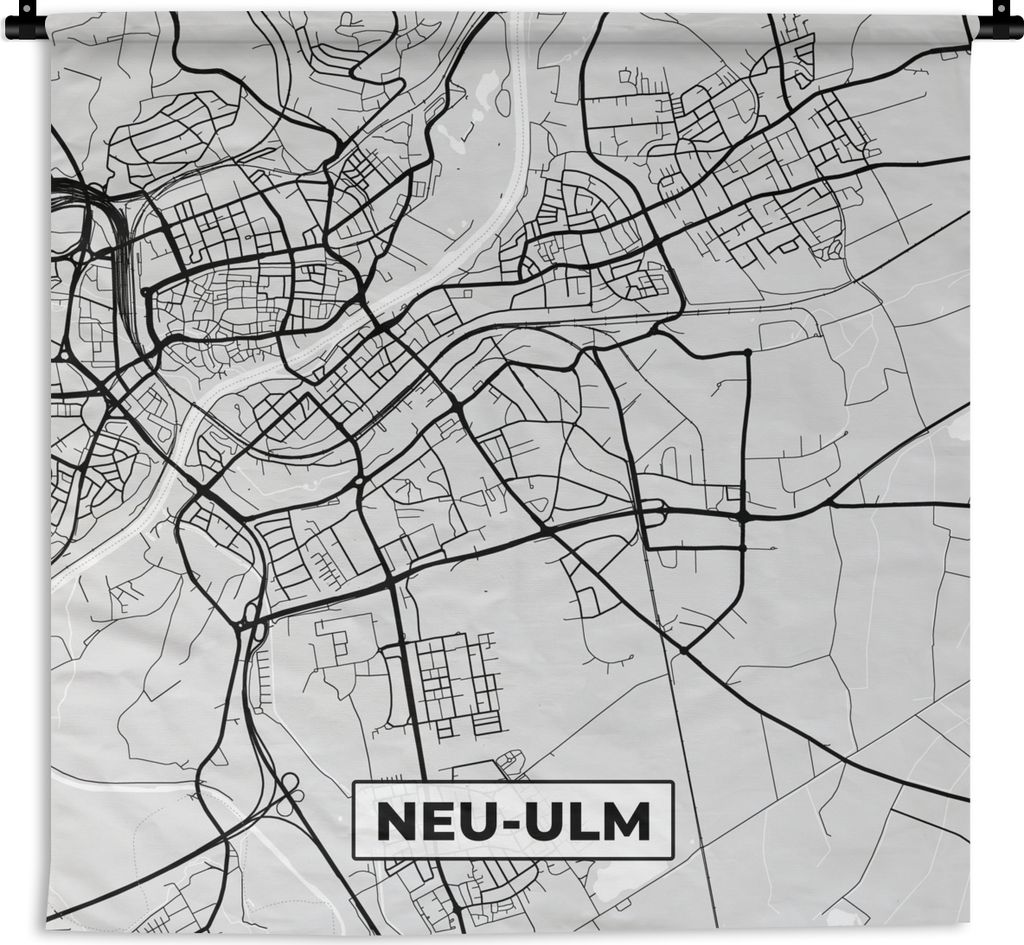 MuchoWow Wandteppich Wandbehang Stadtplan - Neu-Ulm - Deutschland - Karte 90x90 cm Tapisserie Dekoration Wandtuch - Wandaufhänger