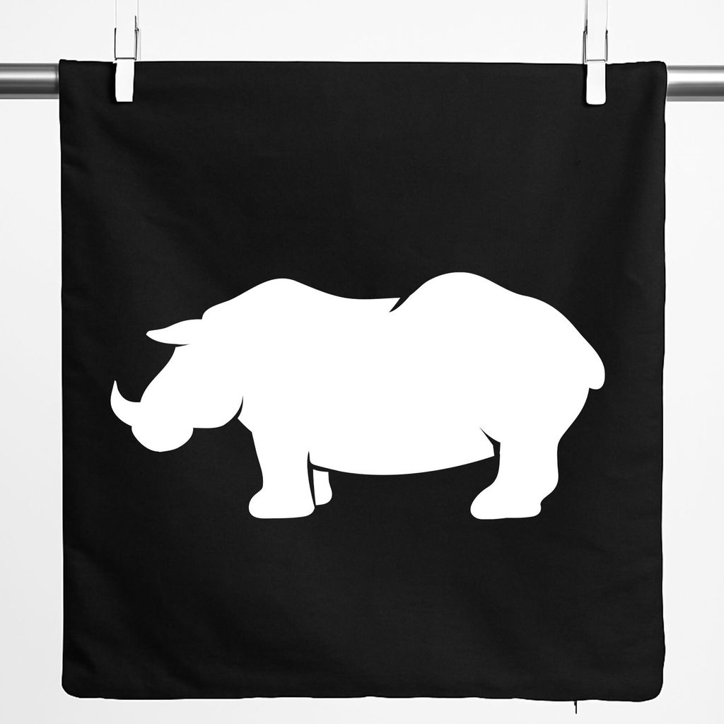 Huuraa Kissenbezug Nashorn Silhouette 40x40cm Black Baumwolle Dekokissenbezug Geschenkidee