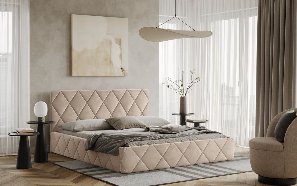 Postel LUKA 160x200 béžová s úložným prostorem Obrázek produktu 