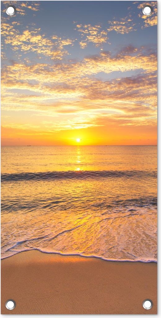 MuchoWow 30x60 cm Outdoor-Poster Gartendeko Sichtschutz Garten Poster für den Garten Strand - Sonnenuntergang - Meer