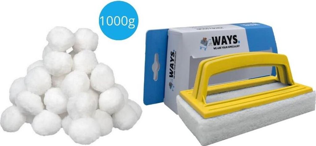 Comfortpool - Filterkugeln geeignet für Sandfilterpumpen - 1000 Gramm & WAYS Scheuerbürste