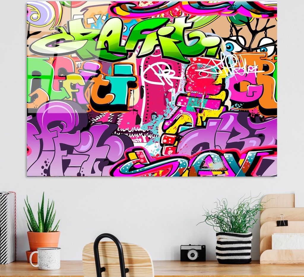 Wallity, UV-732 70 x 100, Dekorative Malerei aus gehärtetem Glas, Mehrfarbig, 100 % gehärtetes Glas, 70 x 100 cm