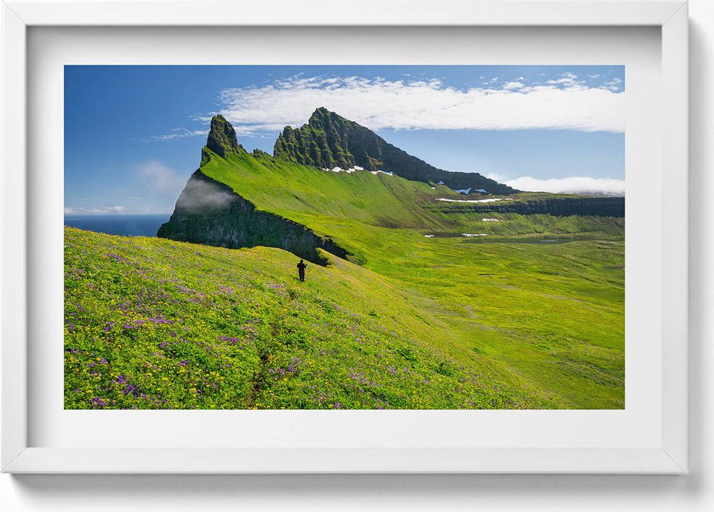 Hornstrandir Naturreservat Island– Wandbild mit Rahmen – Gerahmtes Bild – Wanddekoration – 60x40 cm – Schwarz Rahmen