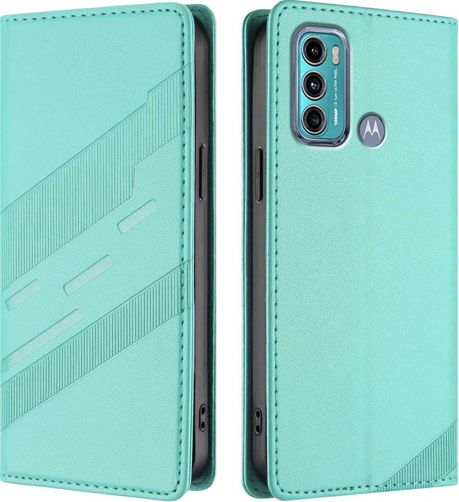 Hülle für Motorola Moto G60/Moto G40 Fusion, Kunstleder Brieftaschen Handyhülle mit Kartenfach und Standfunktion Türkis