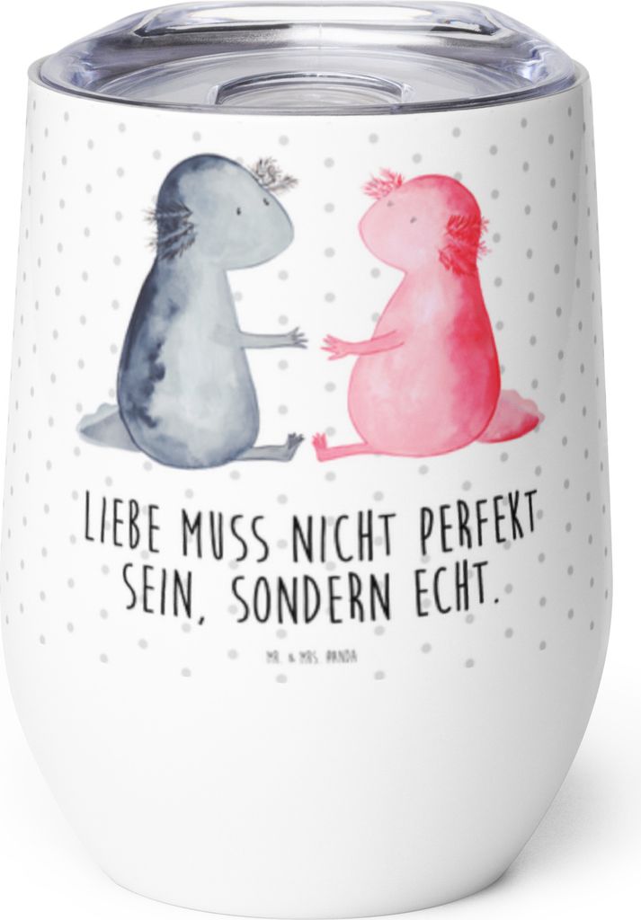Mr. & Mrs. Panda thermosbecher Axolotl Liebe - Weiß - Geschenk, kaffee tasse, Lurch, Thermobecher, Thermo Becher, Edelstahlbecher, Valentinstag, e...