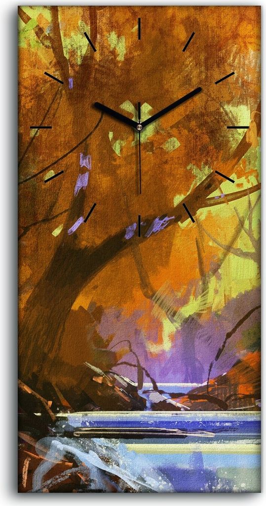 Küchenuhr Bürouhr Leinwand Uhr 30x60 Gemälde Abstrakte Wald Produktbild 