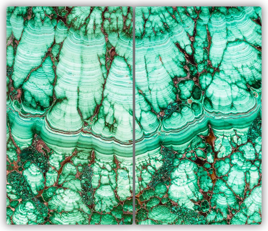 Tulup Glas-Herdabdeckplatte - 2x30x52cm - Glaskeramikkochfeld-Abdeckung Spritzschutz Zweiteilig Malachit-Textur