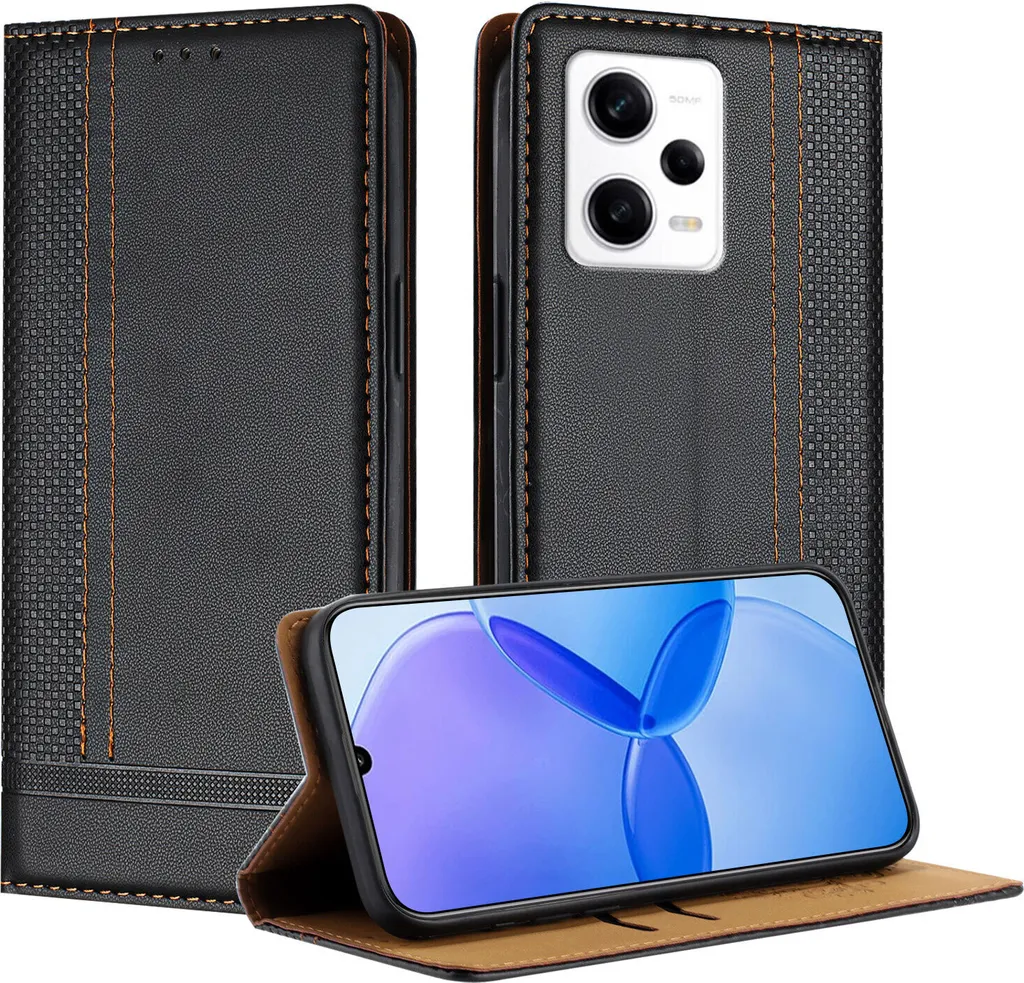 Custodia Antiurto Xiaomi Poco X5 Pro 5G | Flip Pelle Stand Nera