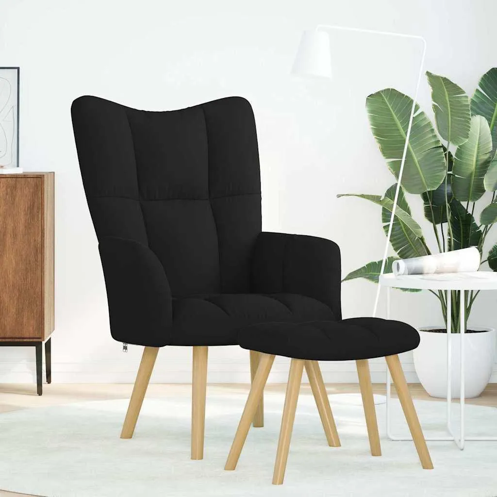 Sedia Relax vidaXL con Sgabello Nero | Il Tuo Angolo di Pace in Tessuto
