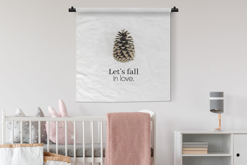 MuchoWow Wandteppich Wandbehang Herbst - Zitat - Tannenzapfen 90x90 cm Tapisserie Dekoration Wandtuch - Wandaufhänger