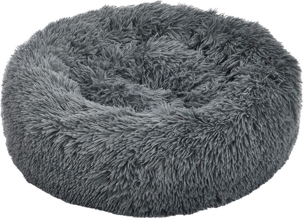 Dehner Hunde- und Katzenbett Cookie, Ø ca. 58 cm, Höhe ca. 14 cm, Polyester/Plüsch, grau