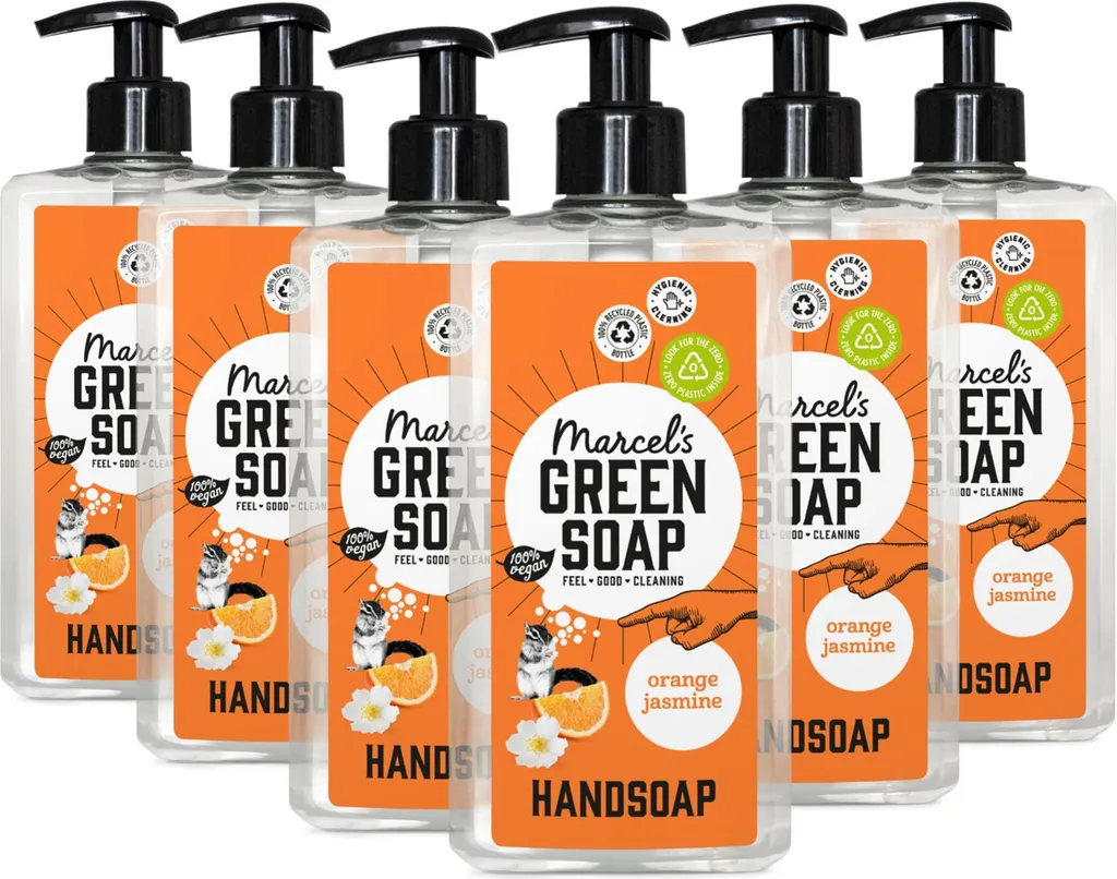 Savon Mains Naturel Orange & Jasmin 500ml Marcel's Green Soap x6
