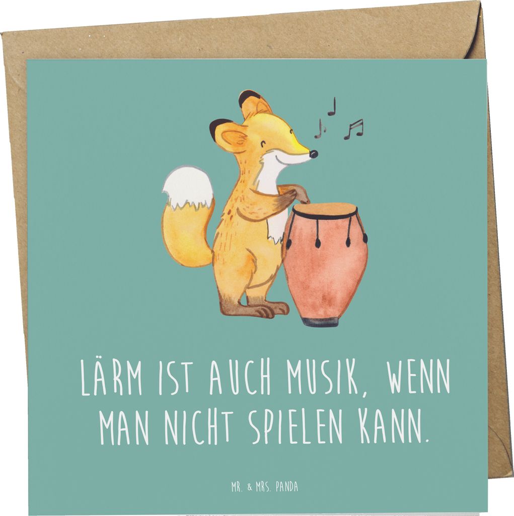 Mr. & Mrs. Panda Grußkarte Schlagzeug Lärm - Meeresbrise - Geschenk, Band, faltkarte, Musik, anlasskarte, Glückwunschkarte, Musiker, Lernen, Ins...