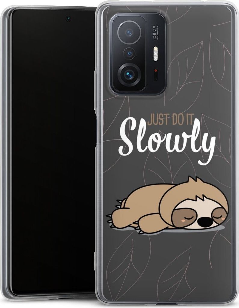 DeinDesign Slim Hülle für Xiaomi 11T 5G Silikon Case Ultra Dünn Handyhülle Faultier Sprüche lazy sunday