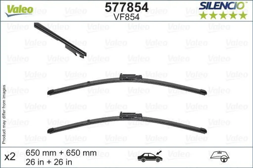 Balai d'essuie-glace Valeo 577854 silencieux avec fixation OE 5P0998