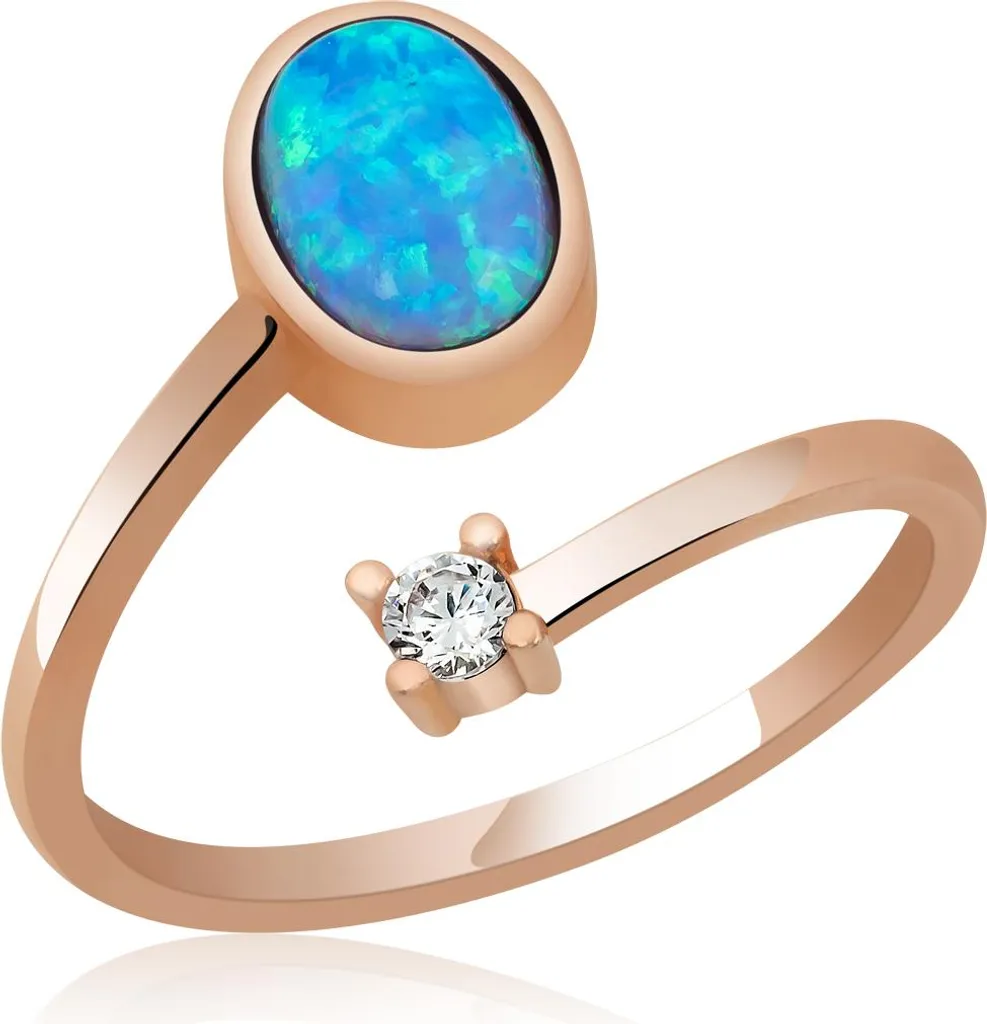 Bague Argent Ajustable avec Opale Bleue : le Cadeau Idéal pour Femme et Fille