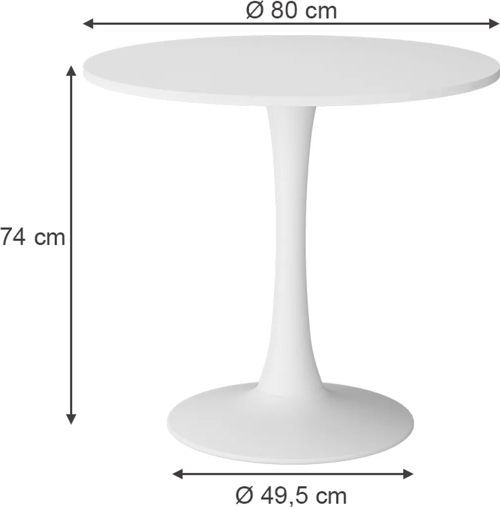 Table carrée blanche Vicco Carl 80x80 pour petite salle à manger - 3