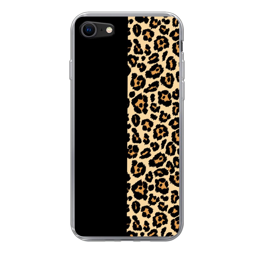 MuchoWow Handyhülle Schutzhülle Hülle für iPhone 7 Panther Druck - Design - Tiere Silikon Softcase Handy Hülle - Kartenhalter
