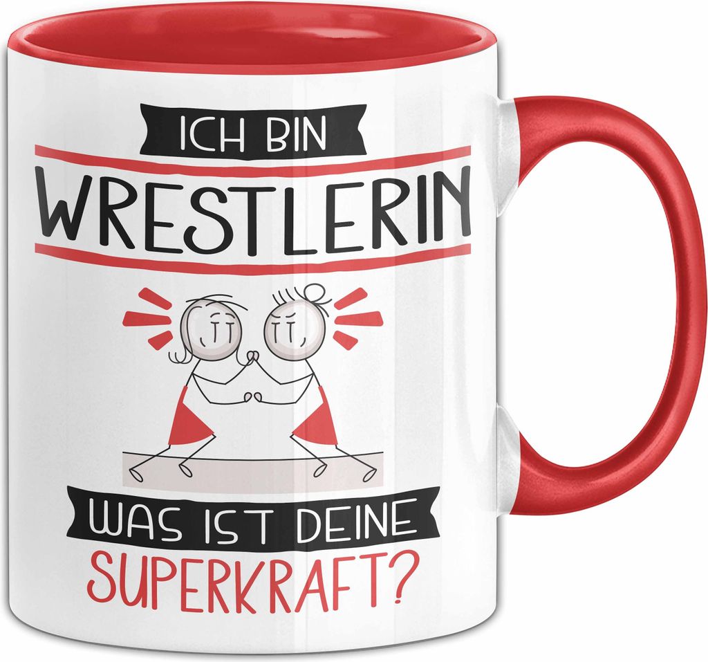 Wrestlerin Geschenk Tasse Ich Bin Wrestlerin Was Ist Deine Superkraft Geschenkidee Lustig Geburtstag Weihnachten (Rot)