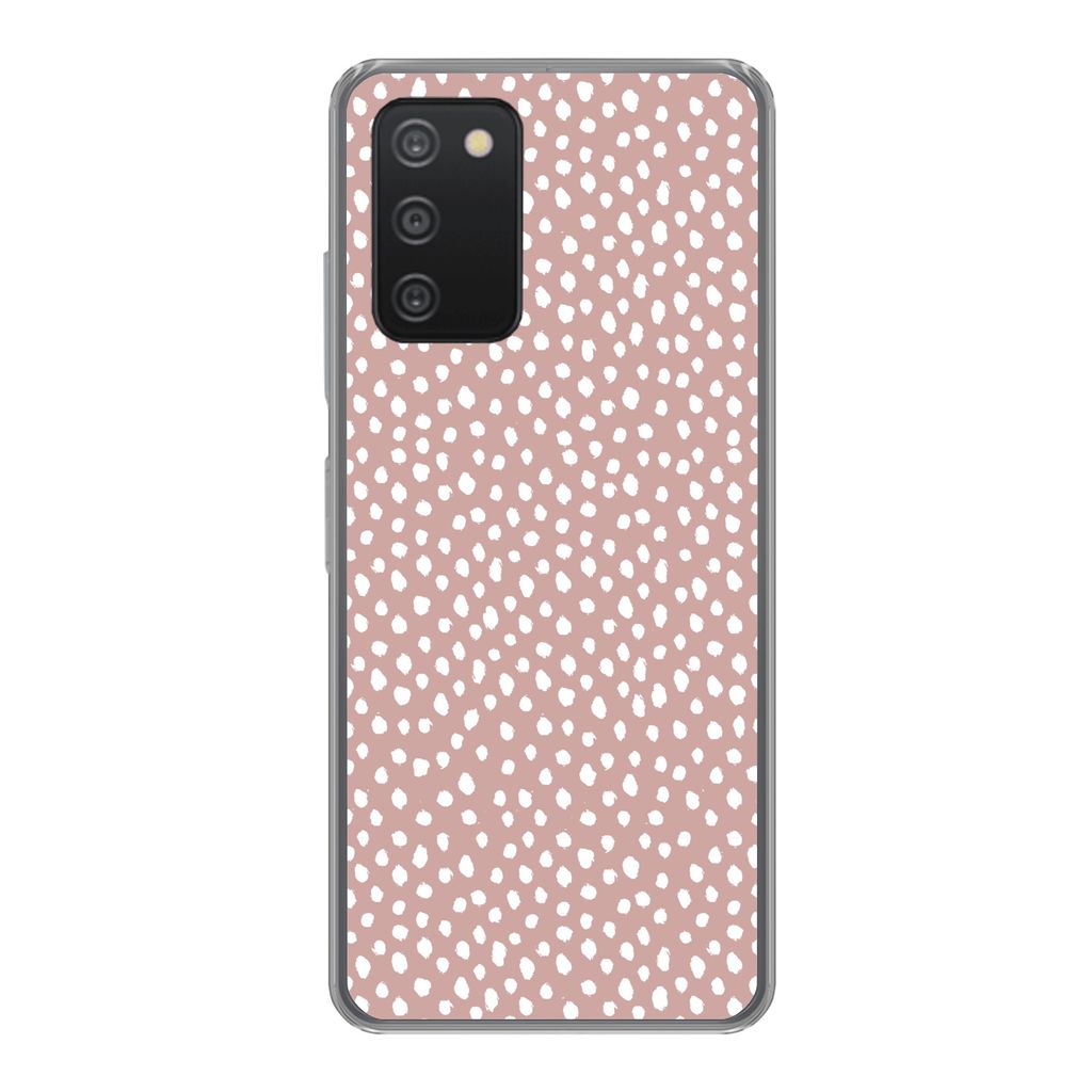 MuchoWow Handyhülle Schutzhülle Hülle für Samsung Galaxy A53 5G Polka dots - Weiß - Rosa Silikon Softcase Handy Hülle - Schutzabdeckung