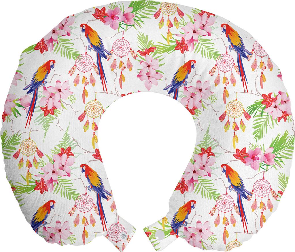 ABAKUHAUS Papagei Reisekissen Nackenkissen, Urwalds, Schaumstoff Reiseartikel für Flugzeug und Auto, 30x30 cm, Mehrfarbig