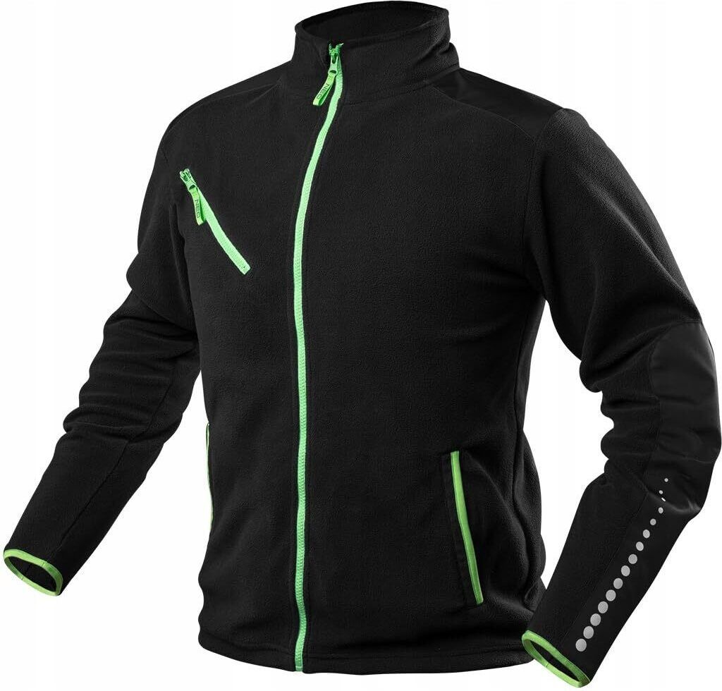 NEO TOOLS Herren Fleece Arbeitsjacke mit Cordura Schwarz Gr. S-3XL - Premium Fleecejacke für Männer mit Reflektierenden Elementen Größe M